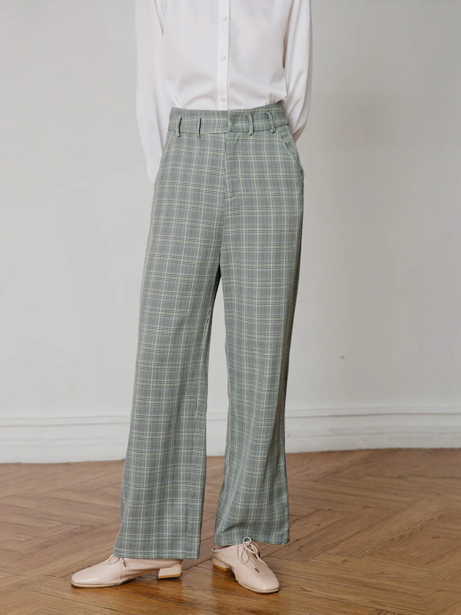 

Оригинальный дизайн, брюки прямого кроя с высокой талией и драпировкой, женские, осенние, 202, немнущиеся, повседневные, для женщин