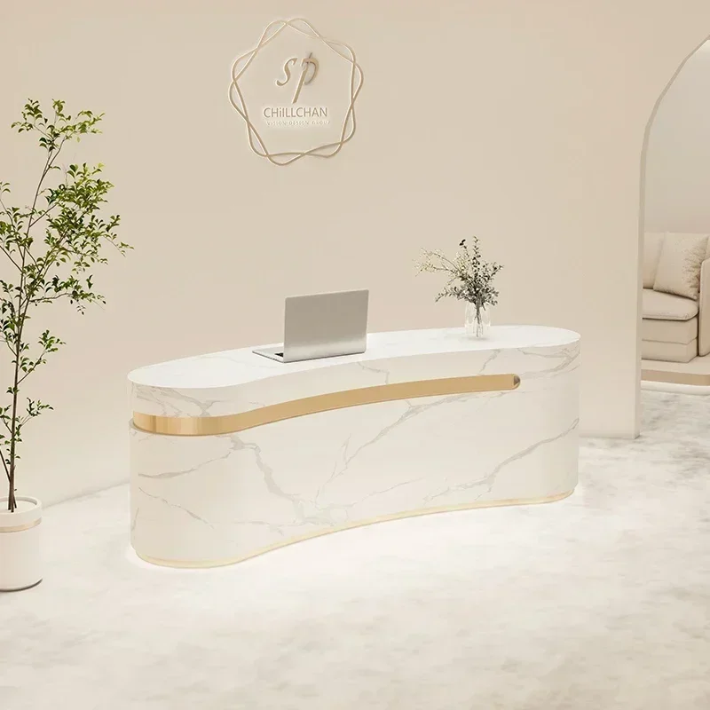 

Podium Luxury Furniture Modern Reception Desk For Beauty Salon Small Storage Professional Aesthetic Pulpito Counter Cosmetics