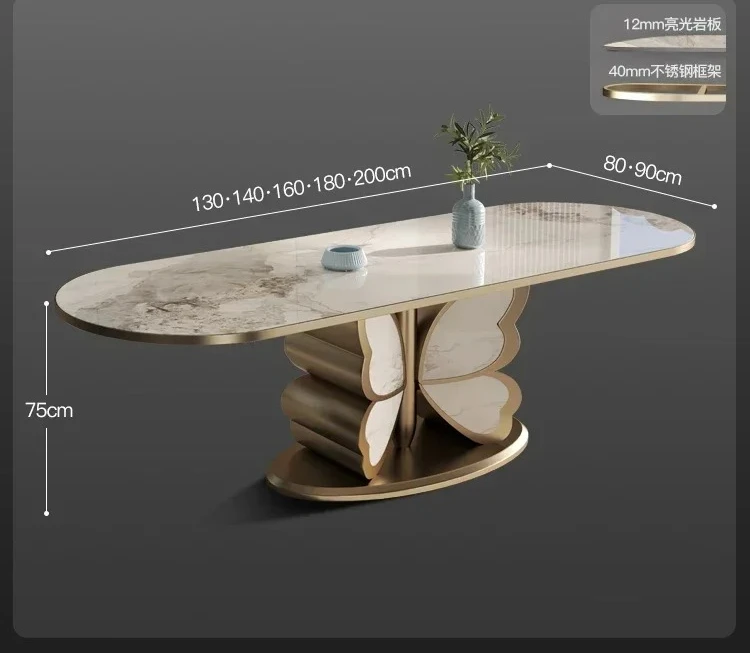 Y  Luxury stone marble dining table high-end modern simple rectangular villa Italian rock slab dining table microcrystalline