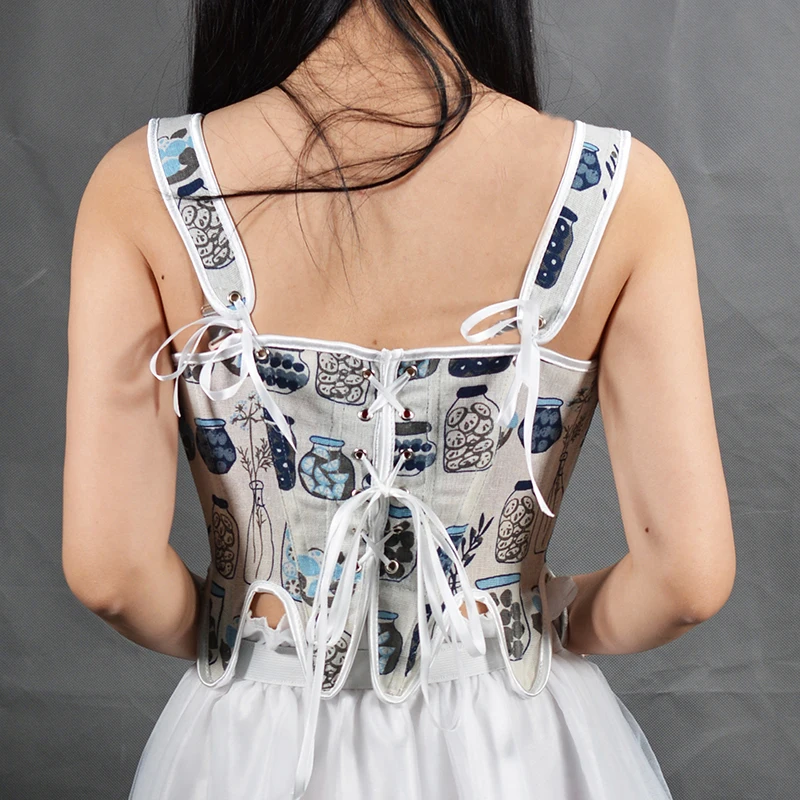 Plastic Bones Support Wish Bottle Print Overbust Corset Top