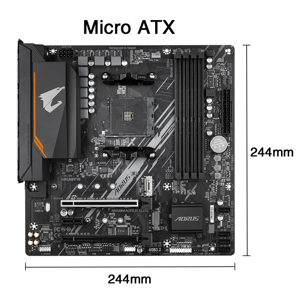 Placa-mãe AORUS ELITE, soquete Micro-ATX, AM4 para série Ryzen 5000, 4000, 3000, CPU, Dual Channel, DDR4, SATA3, M.2, Novo