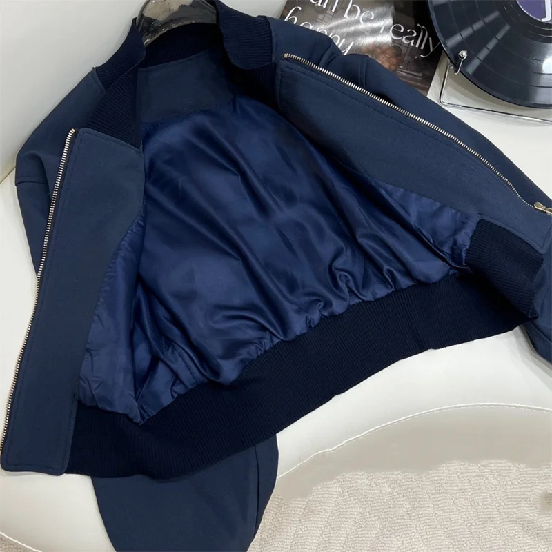 Autumn Women Blue Coat  U196650 Jacket Design Blue Colour Oversized Sweater Jumper Long Sleeve Top Zipper Coat Loose 2024 New