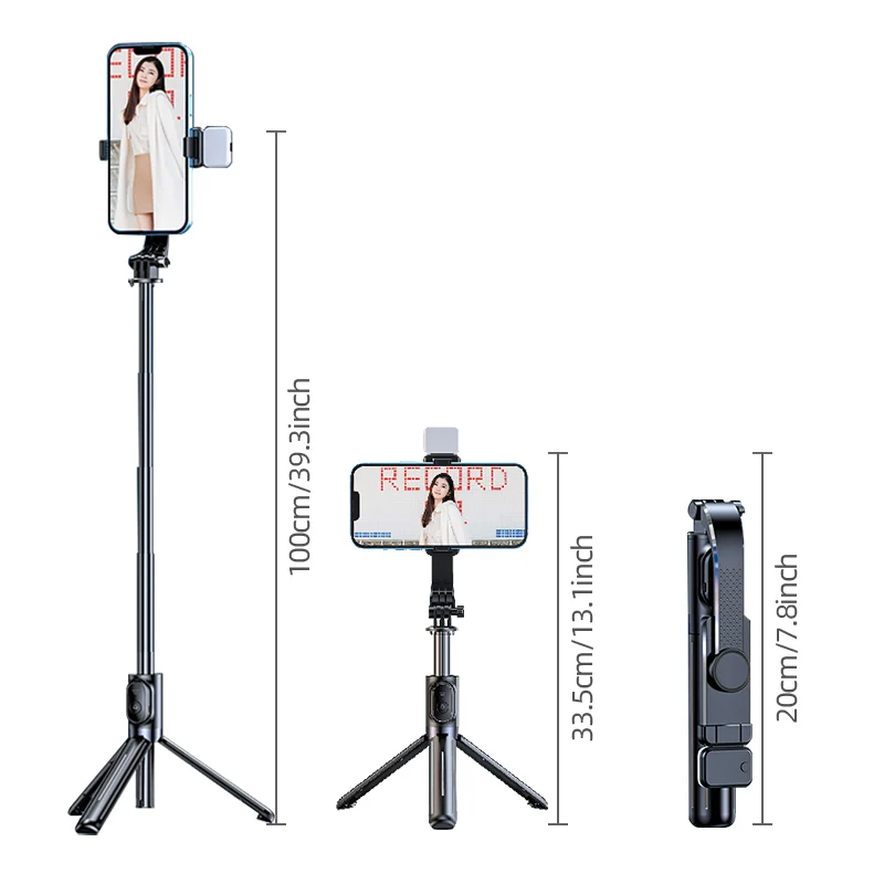 Selfie Stick Tripod with Light with Wireless Remote, Mini Tripod Extendable Monopod Remote Shutter For iPhone Samsung Xiaomi