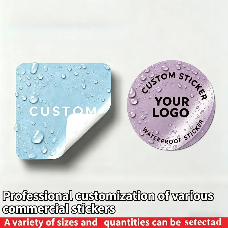 

Personalized Custom Logo Stickers Waterproof Round & Square Decals, Design Your Own Labels for Birthday, Baptism