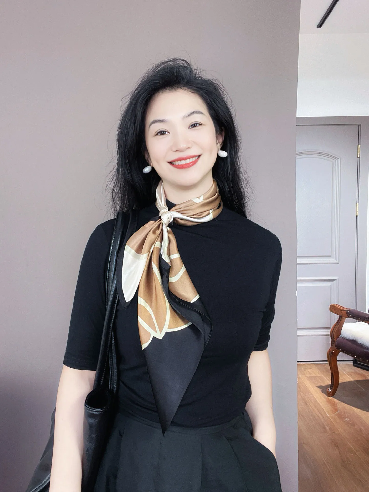 エレガントなゴールドシルクスカーフ-女性用-00-桑シルク-装飾用-首保護-65cm-正方形ショール-多用途ファッションアクセサリー