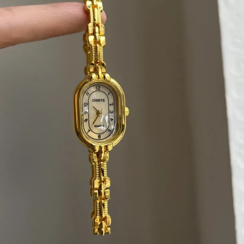 العلامة التجارية سوار ساعة ذهبية موضة رقيقة حزام البيضاوي Bellevue الهاتفي ساعات كوارتز المرأة الفاخرة ساعة اليد هدية دروبشيبينغ على مدار الساعة