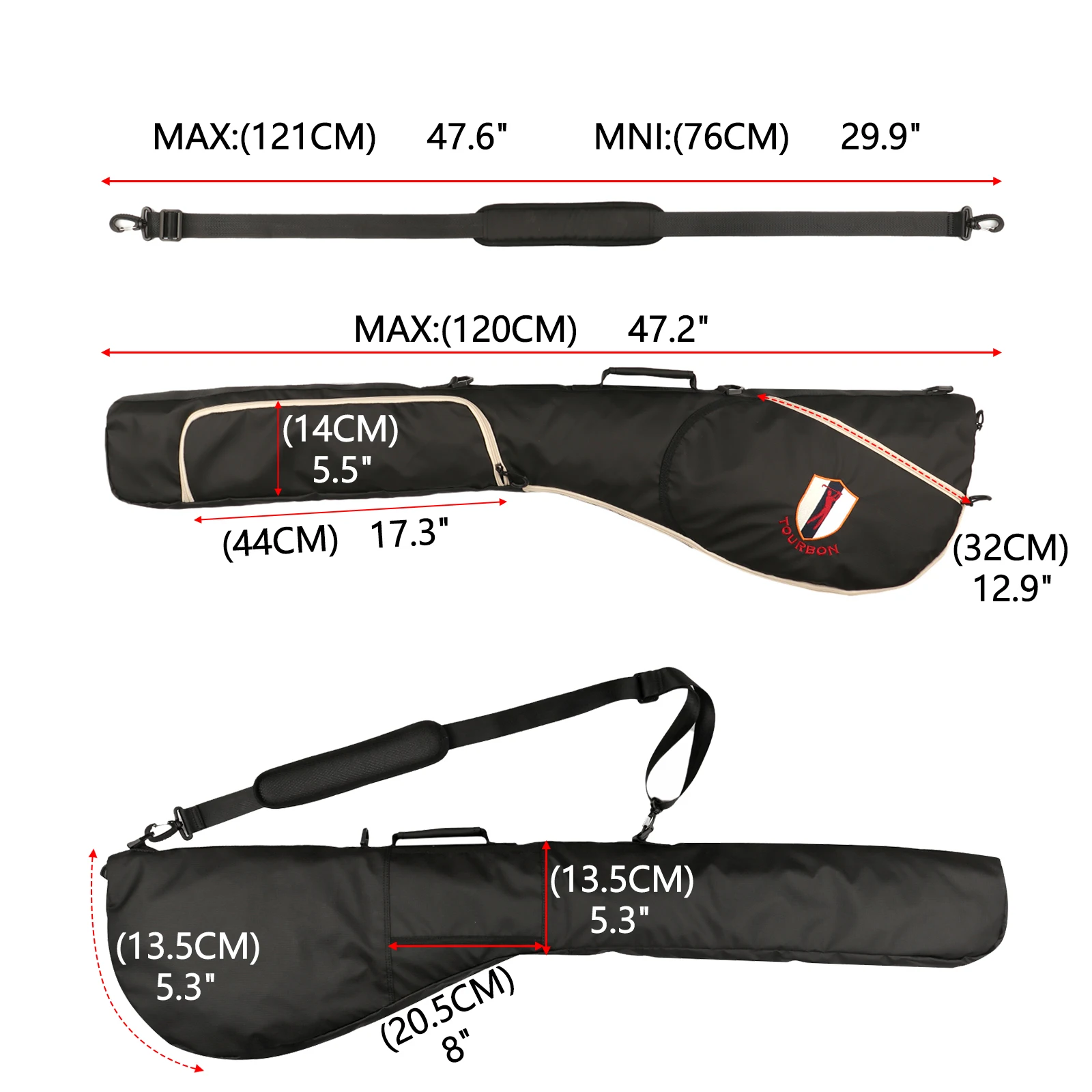 Tourbon Golf Clubs Bag Nylon Golfing Carry Bag Lightweight Sunday Bag Travel Pack for Driving Range Waterproof Black Outdoor