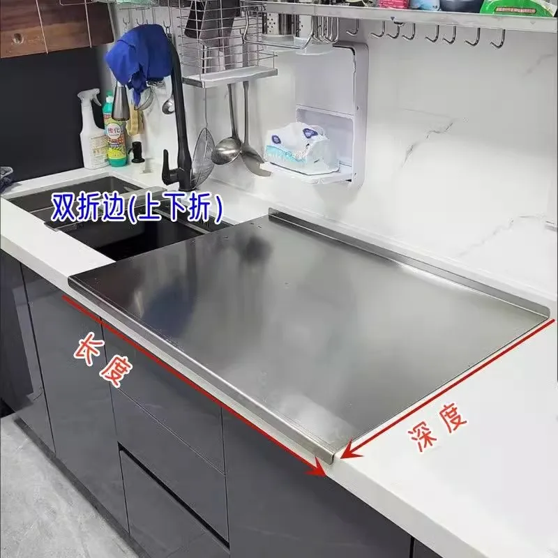 Kitchen 304 Stainless Steel Chopping Board Panel Household Antibacterial and Mildew-Proof Rolling Panel Fruit Cutting Board