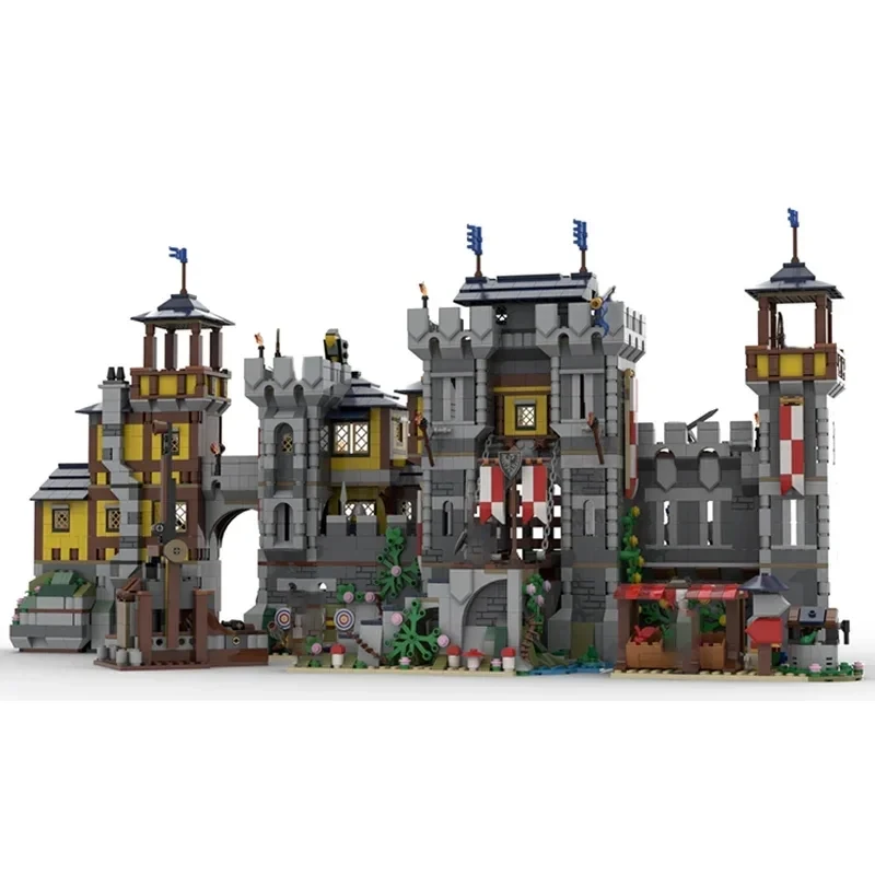 Middeleeuws Militair Fort Bakstenen Modulair Zwart Kasteel Militair Fort Blokken Ridder Kasteel Bakstenen Architectuur Geschenk Moc