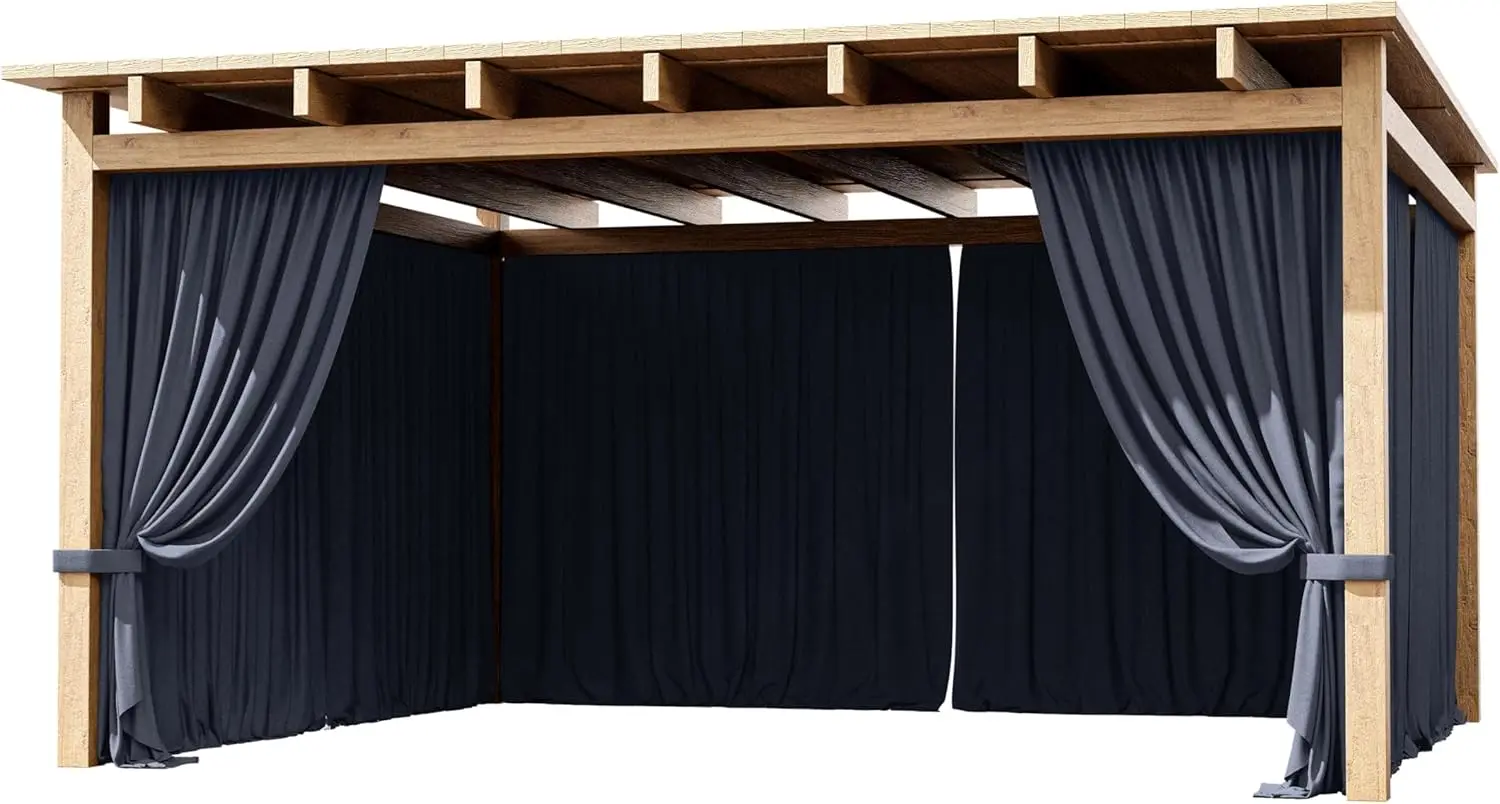 

4 Panel Gazebo Curtain 12×14ft Waterproof Outdoor Privacy Panels with Zipper Designed for Patio & Backyard Gazebo Tent (Curtain