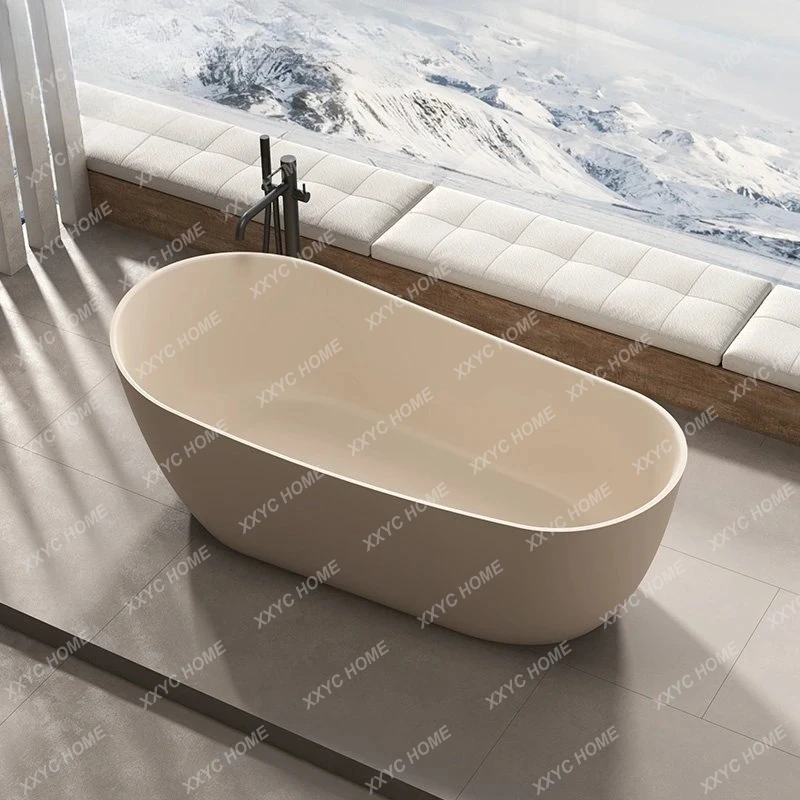 Matte artificial stone villa household bathtub integrated independent Qimei stone deep bubble double bath