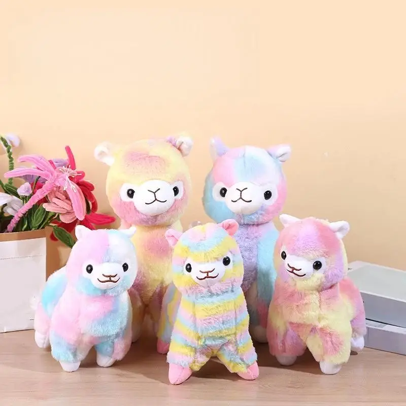 Soft Standing Alpaca Plush Doll 28cm Colorful Fluffy Stuffed Sheep Toy for Nursery Decor