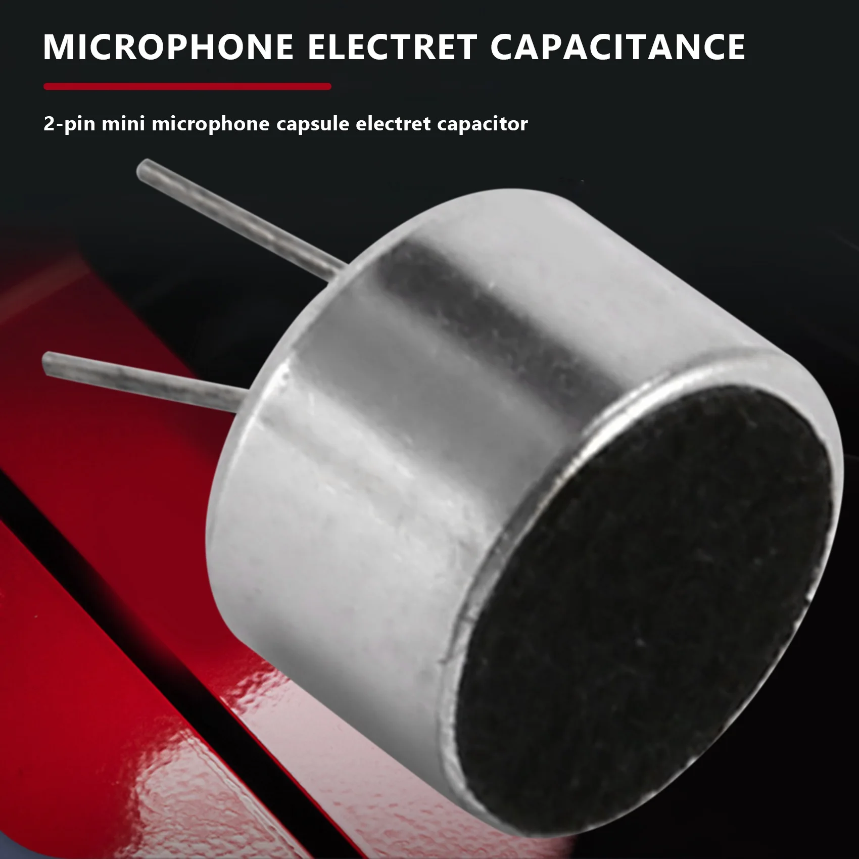 10 Pcs 2 Pin Mini MIC Capsule Electret Condenser Microphone Silver Tone Black