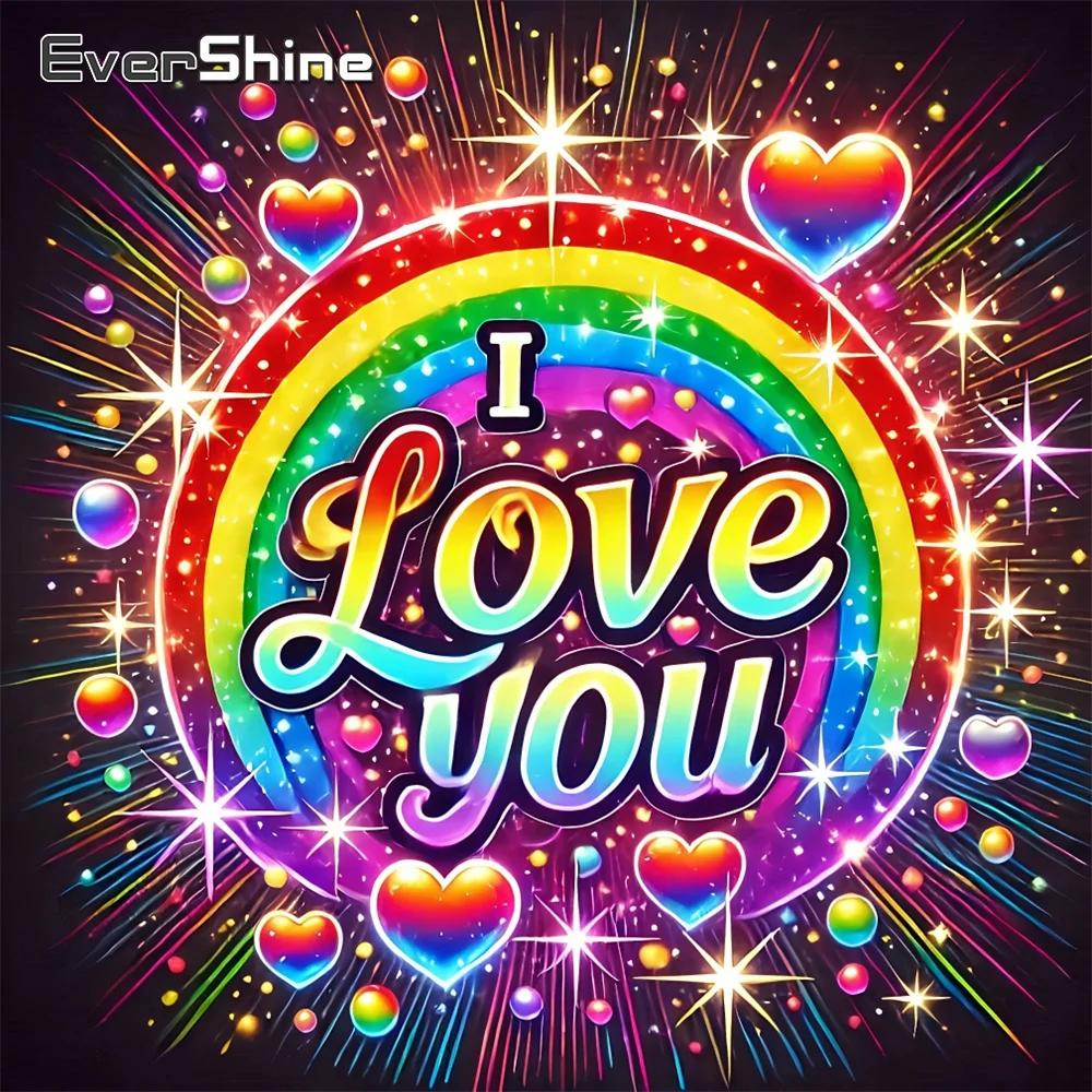 Broderie de diamant Evershine, mosaïque de texte, peinture de paysage avec strass pour la Saint-Valentin, cadeaux de vacances, carré complet