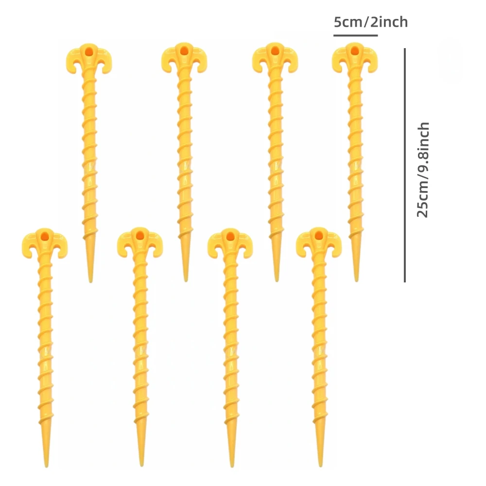 8 Pcs Plastic Stakes, Tent Pegs,Serrated Edges, Screw Ground Anchors,Screw-in Tent Stakes for High Wind,Sand, Canopies and Campi