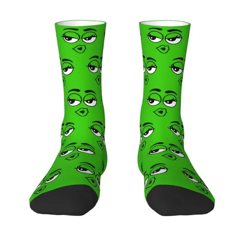 

Cartoon Chocolate Green Candy Faces Men Women Crew Socks Unisex Fashion Spring Summer Autumn Winter Dress Socks