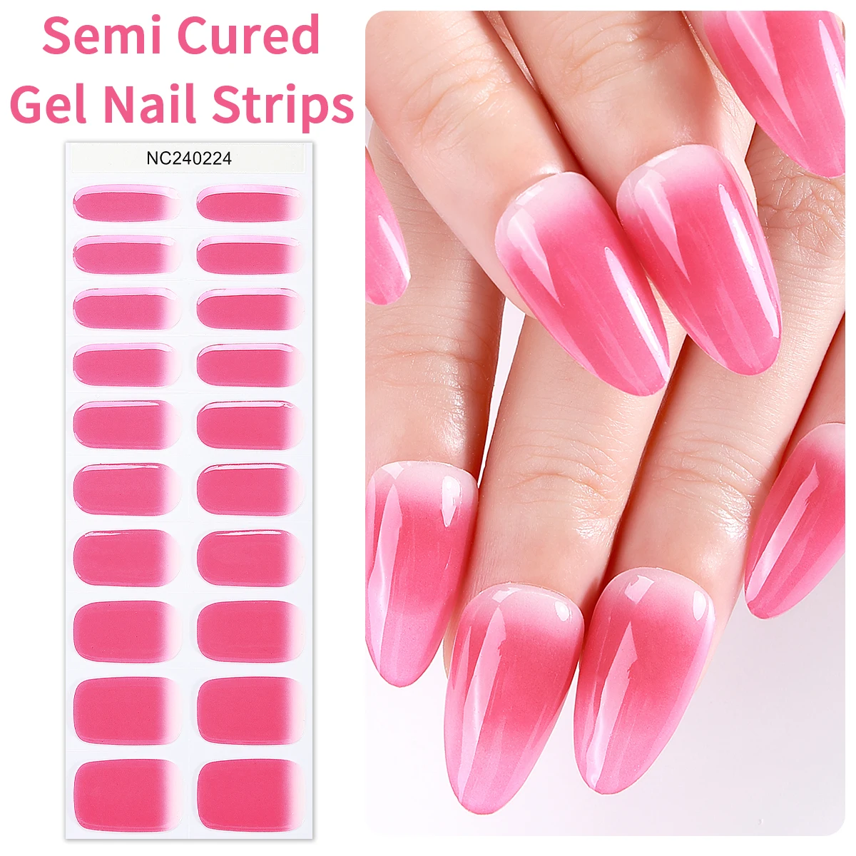 20 Tipps Französisch halb gehärtete Gel Nagelst reifen Patch Slider einfarbige Nagel Gel UV-Aufkleber langlebige volle Maniküre Dekoration DIY