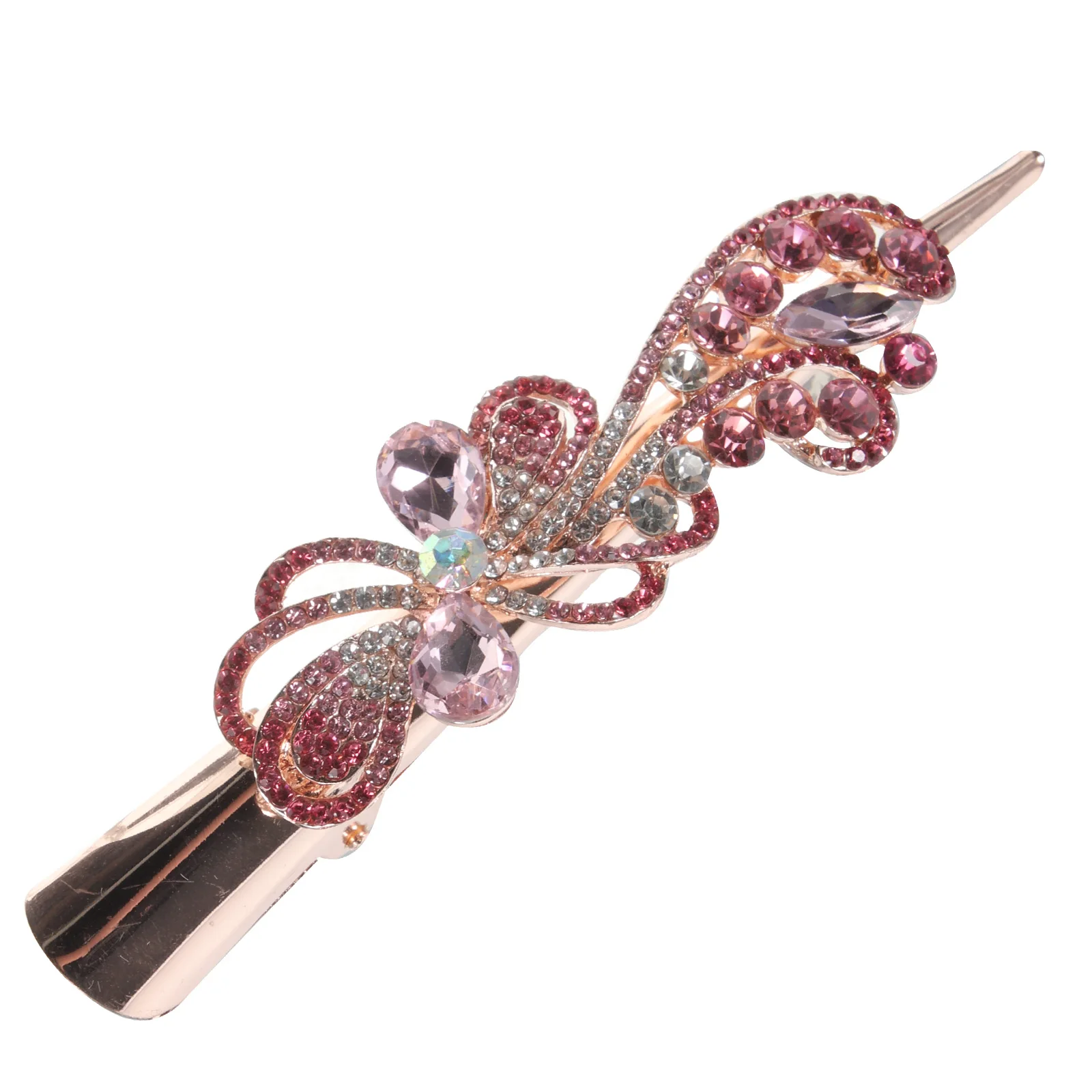 

Заколка для волос со стразами, прочные заколки из кожи аллигатора, элегантные металлические аксессуары, женские плоские, без складок, салонный стилист, волосы