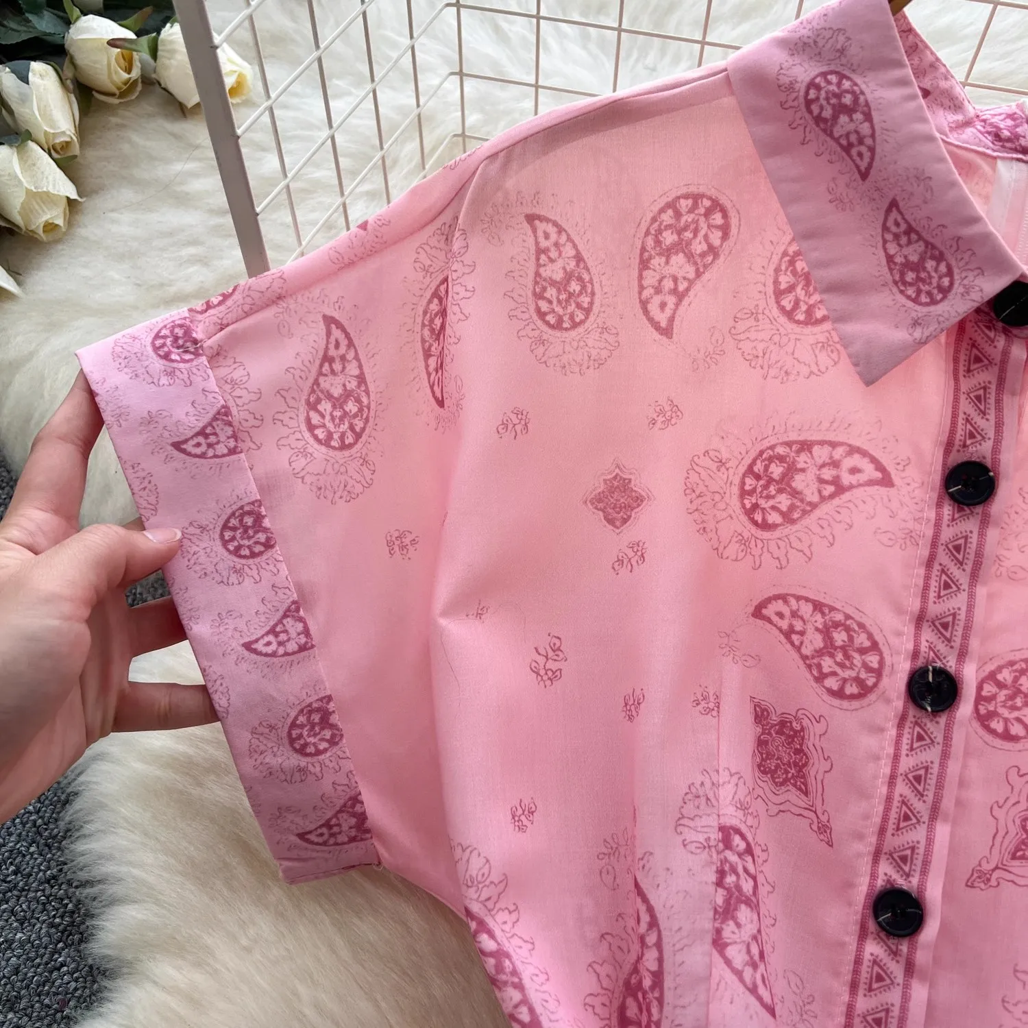 Robe à manches courtes et col rabattu pour femmes, à lacets, simple boutonnage, motif décontracté, Vintage, imprimé, Patchwork, chemise, été