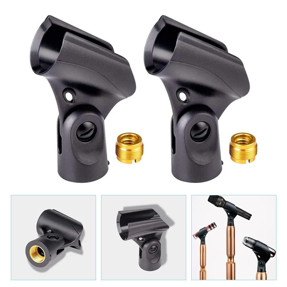

2 Pcs Universal Microphone Clip Mic Holder Clamp for Stand Handheld Mics Alloy Plastic Safe Material KTV Stage Concert