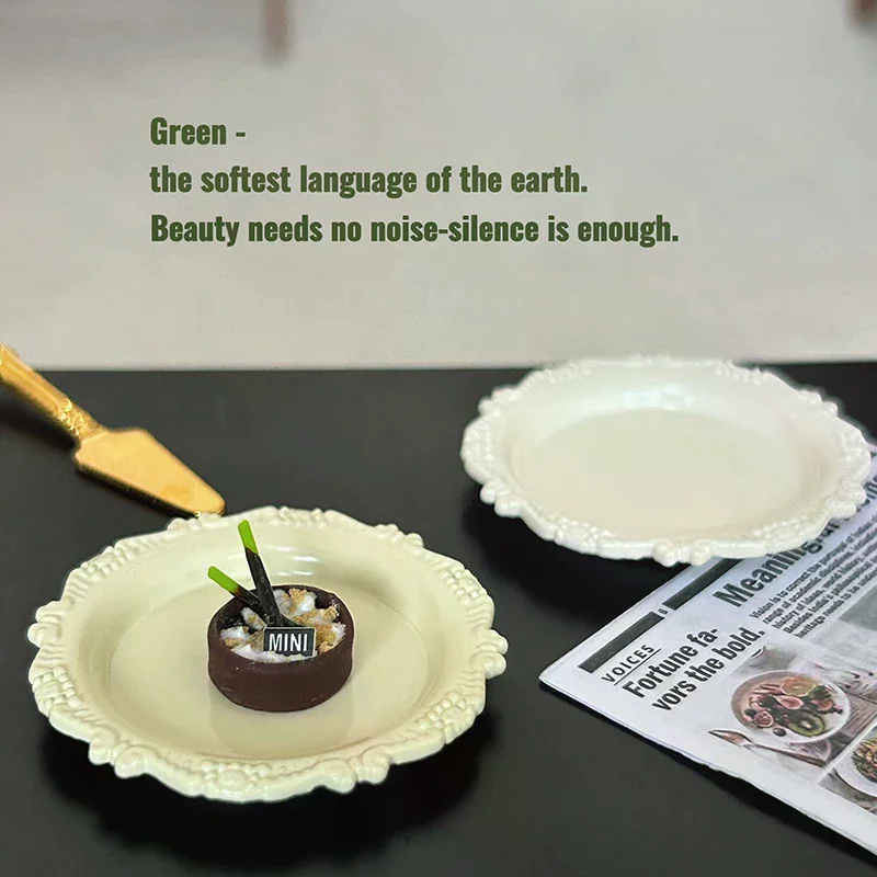 3 قطعة 1/12 دمية مصغرة المعجنات لوحة صغيرة الرجعية نحت صينية نموذج اكسسوارات المطبخ ل بيت الدمية ديكور اللعب هدية #2