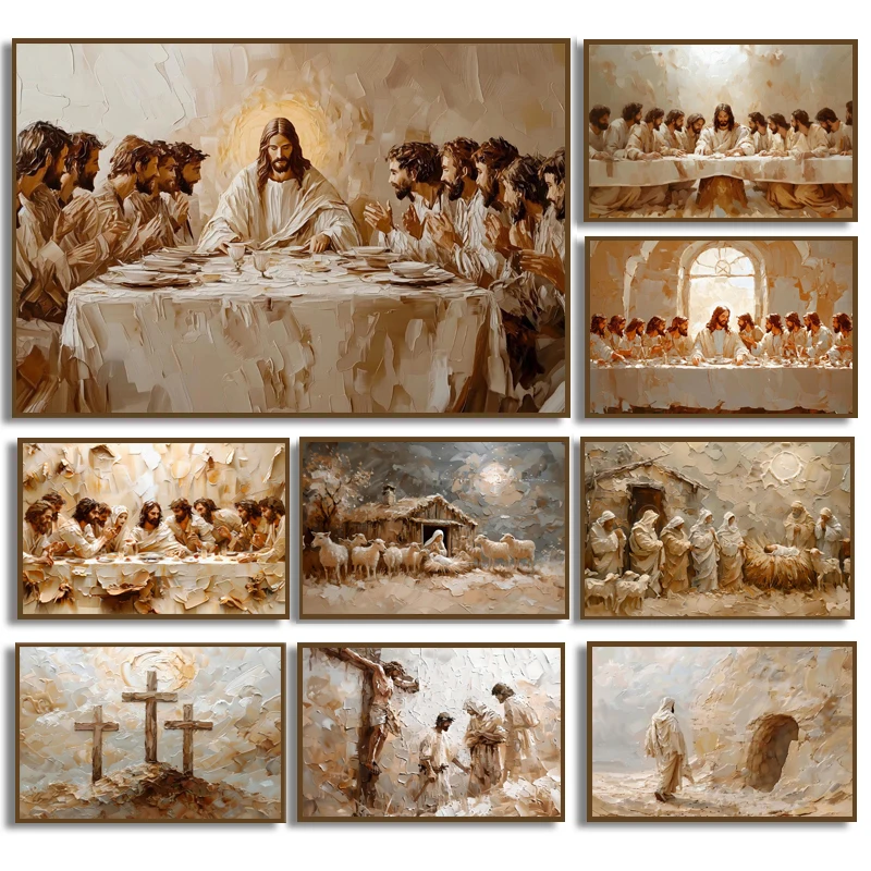Retro Classic Traditional Faith Church Christian Jesus Poster Canvas Art Painting Prints Home Room Wall Pictures Decoration G
