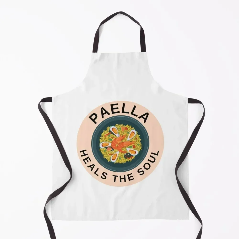 Delantal colorido Paella Heals The Soul, uniforme de chef personalizable para mujer y hombre, delantal de chef de barbacoa para hombre