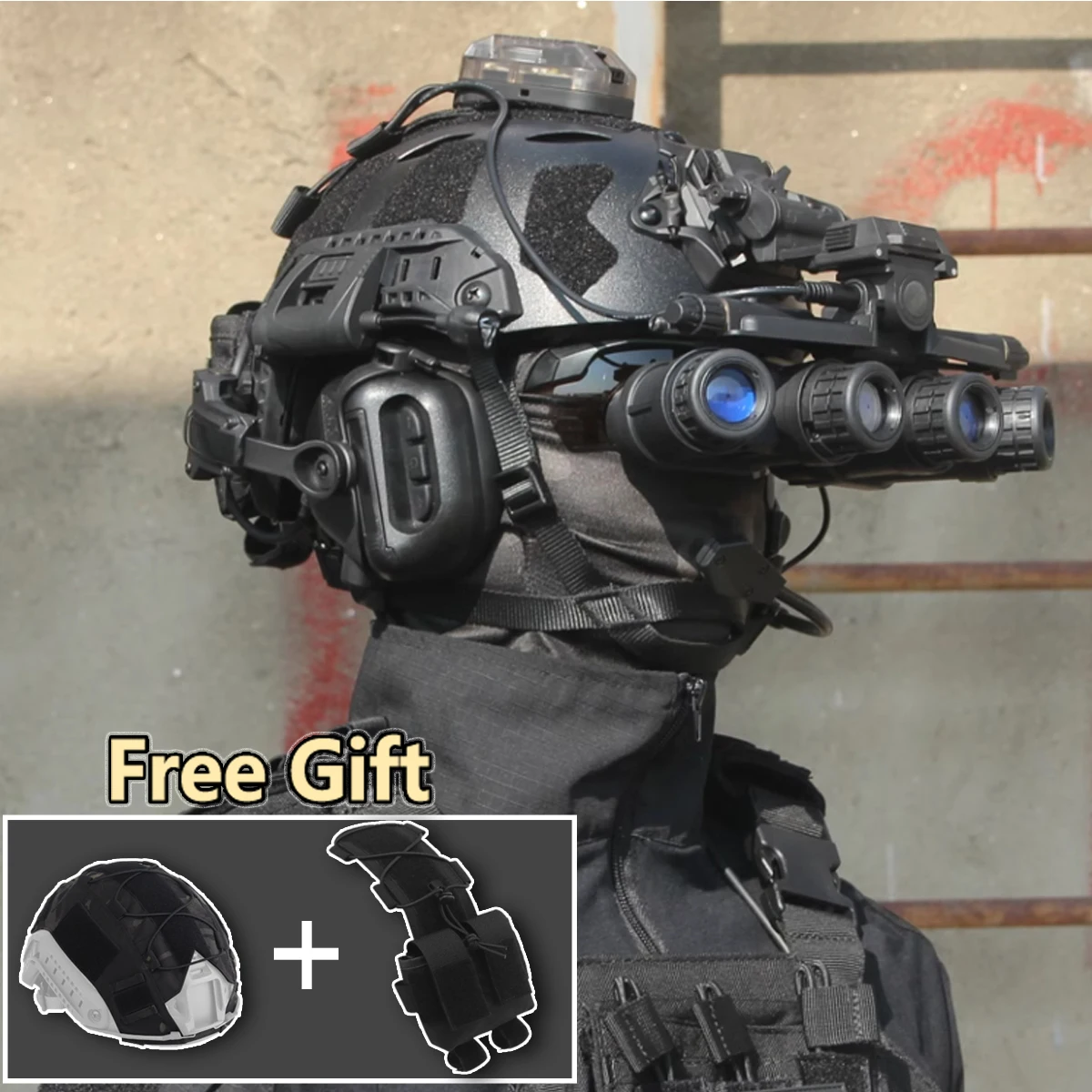 The Tactical Helmet Package Comes with Earphones And Night Vision Model & Signal Light & Free Battery Pack & Helmet Cover Etc.