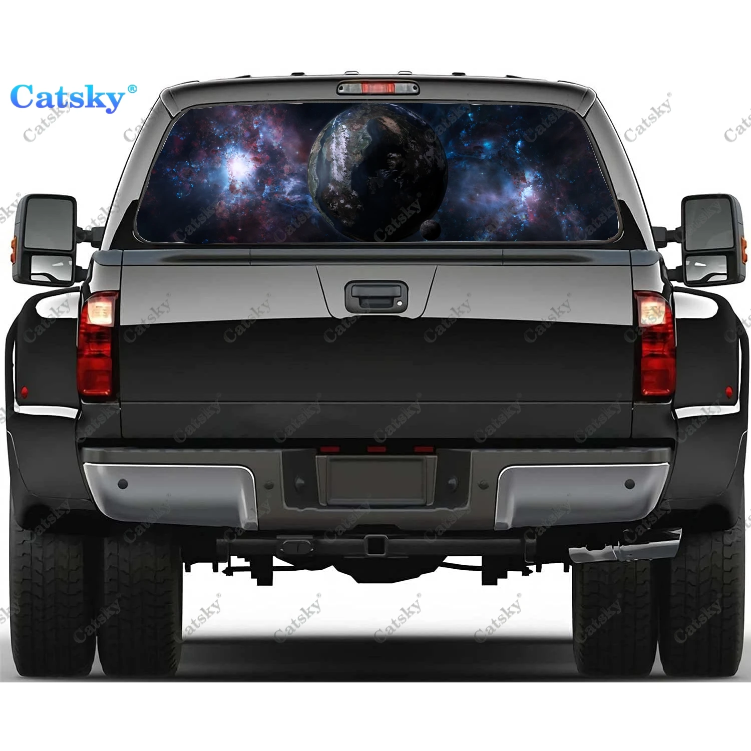 Sci Fi Artistic Rear Window Decal Fits Pickup,Truck,Car Universal See Through Perforated Back Window Vinyl Sticker