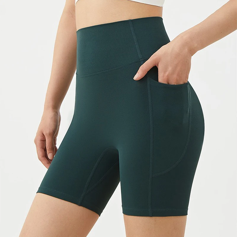 Hochgeschnittene Damen-Sport-Yoga-Shorts Schnelltrocknend Hüftliftend Fitness Laufen Radfahren 3-Punkt Schnelltrocknende Yoga-Shorts Gym-Shorts – Detail 13