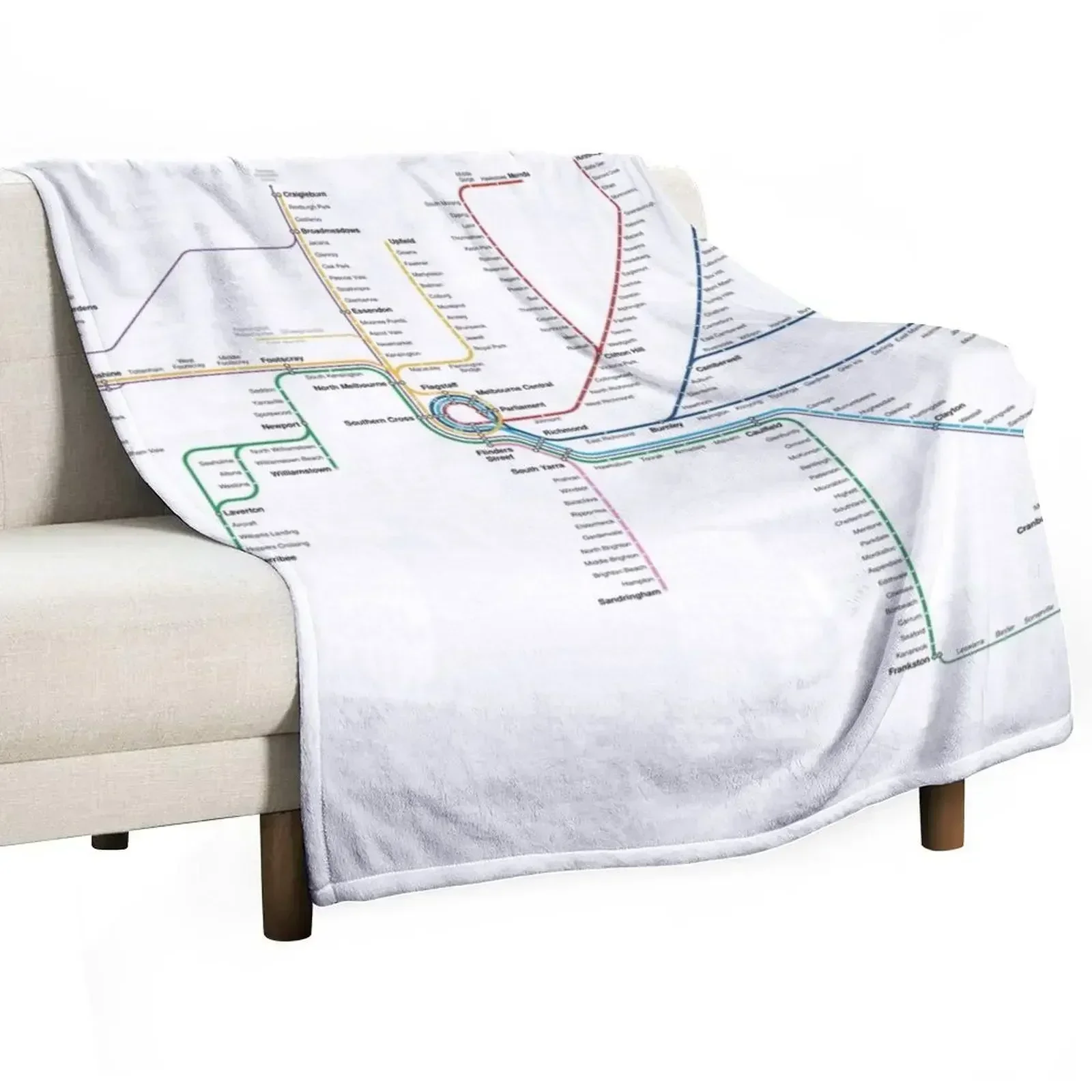 Melbourne rail network map Throw Blanket Retros decorative Moving Sofas Blankets