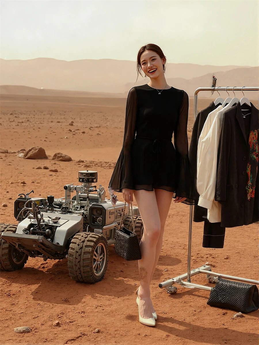 ชุดเดรสสีดำสำหรับผู้หญิง สายเดี่ยว แขนบานระบาย ชั้นระบายเป็นชั้นๆ แบบเจ้าหญิง หวาน น่ารัก สวย น่ารัก