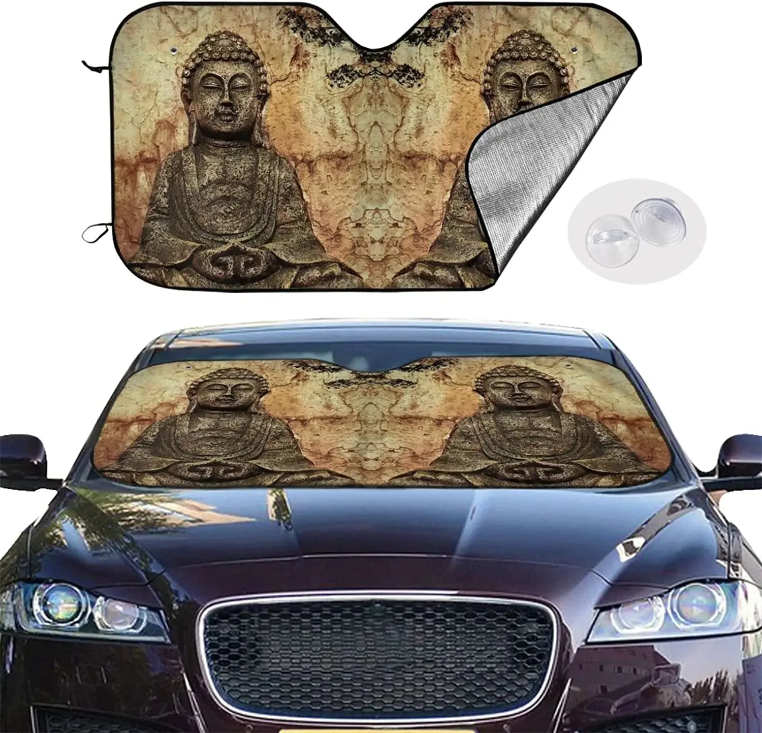 Buddha Car Sunshade Cover Automobile Windshield Foldable Sun Visor Apply for Truck Trailer Van