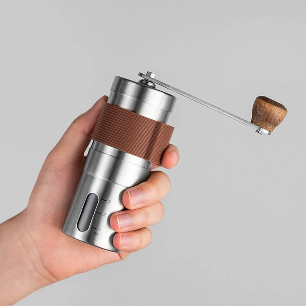 

1Pcs Portable Manual Coffee Bean Machine Easy to Carry Wear Resistant Thicker Grip Smoother Grinding Silver