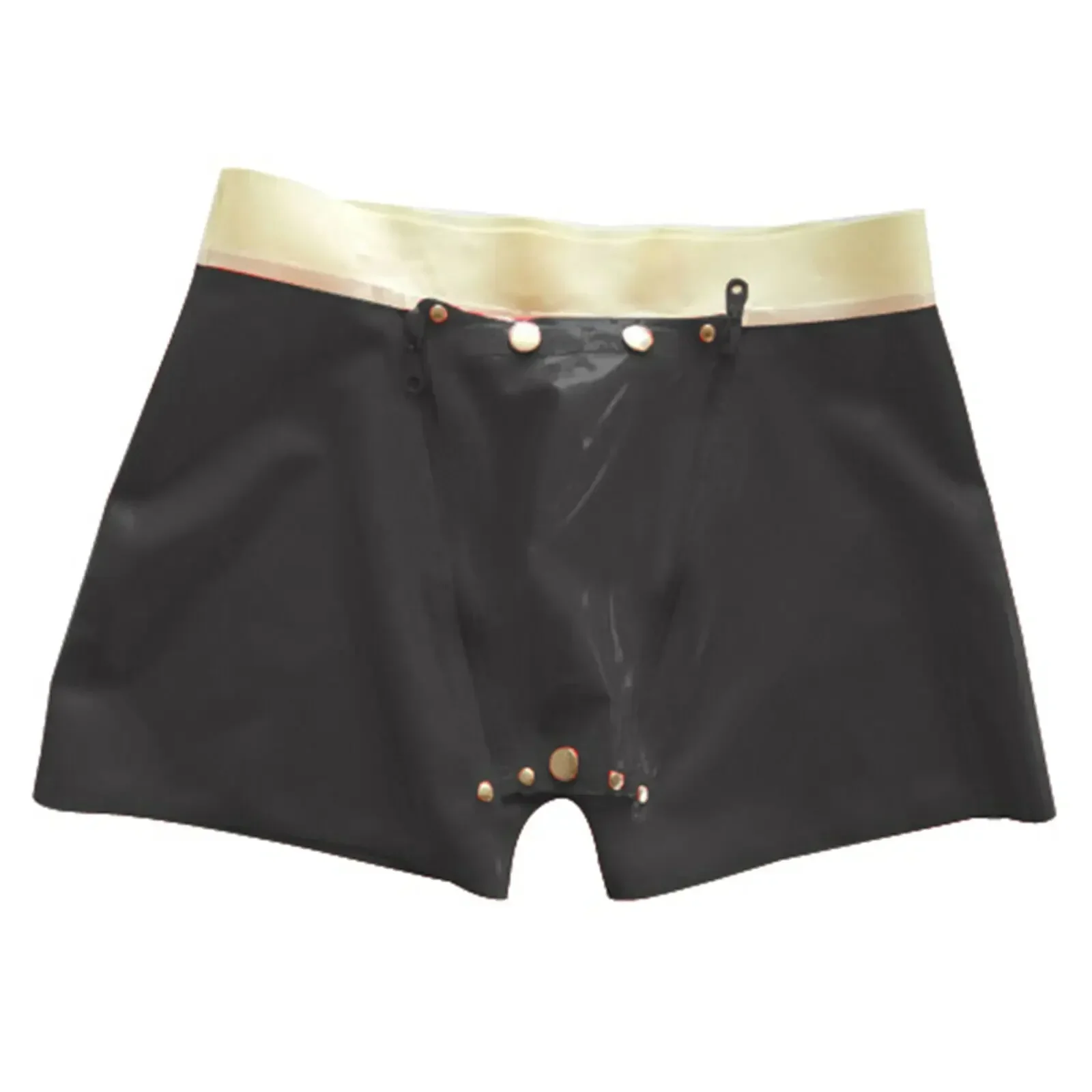 

100% Latex Rubber Black&White Sexy Boxer shorts Ganzanzug Pants 0.4mm Zip S-XXL Halloween