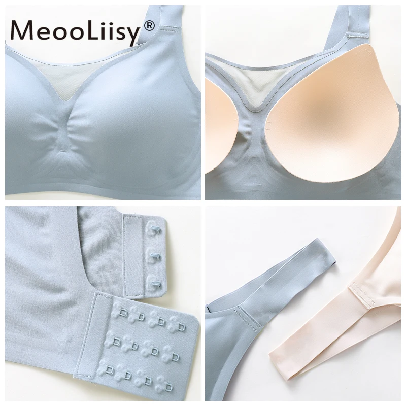 MeooLiisy 2PCS Seamless Plus Size F Cup Tube Top Women‘s Bras Wire Free Minimizer Lady Lingerie Sports Yoga Active Brassiere