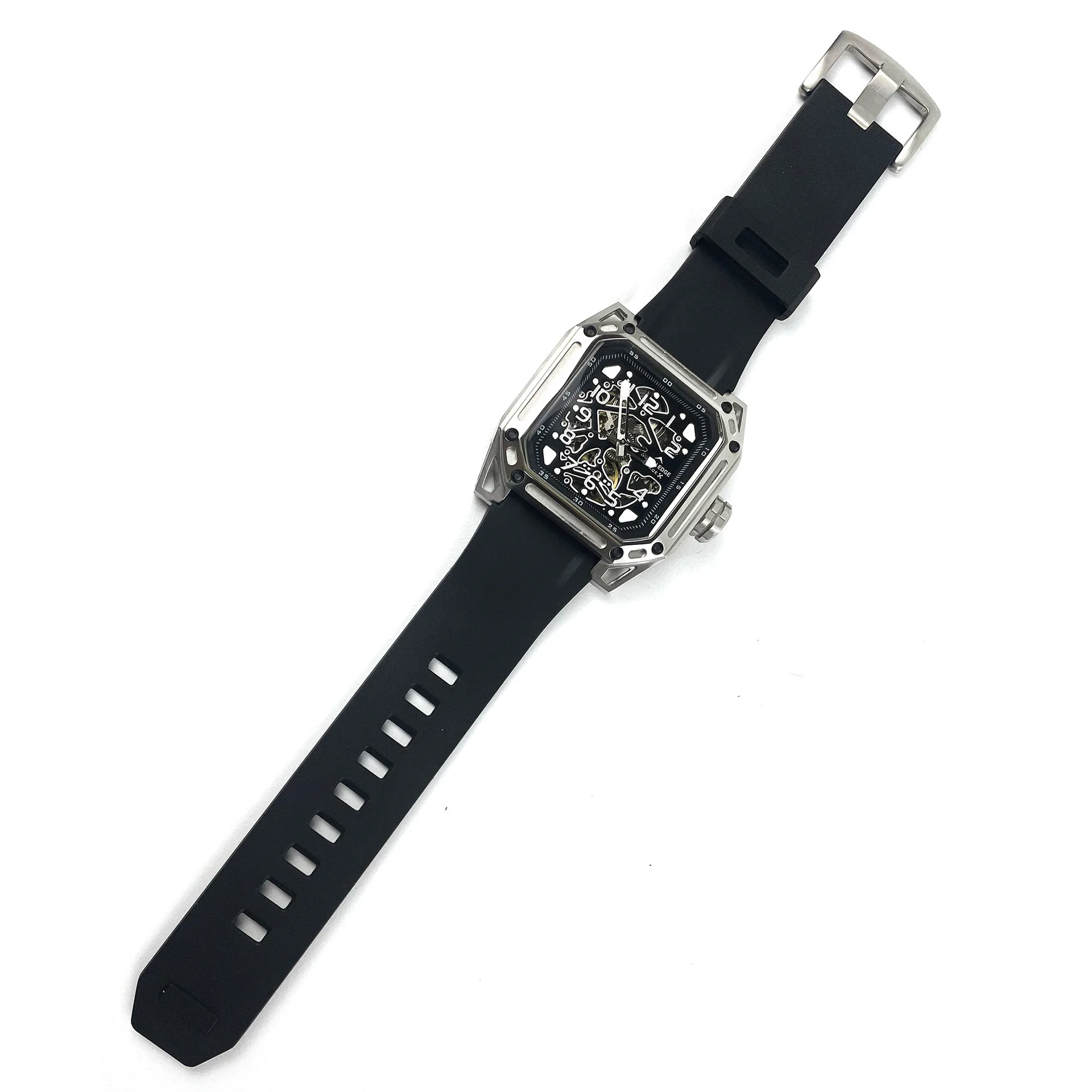 2025 Ruby Hollow Watch Fully Automatic Mechanical Seagull Movement Waterproof 100m Men's Watch Stainless Steel Square