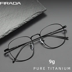 FIRADA Fashion Eyewear Retro Pure Titanium Round Eyeglasses Comfortable Business Prescription Glasses Frame For Men Women 1052-C