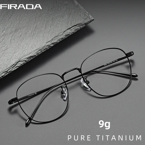 Imagen 1 del producto Gafas de moda FIRADA, gafas redondas de titanio puro Retro, gafas graduadas de negocios cómodas, montura para hombres y mujeres 1052-C