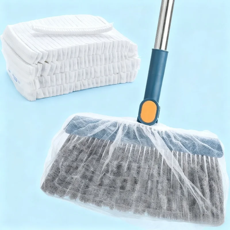 

200/300pcs Disposable Broom Covers Static Strong Adsorption for Hair & Dust Non- Polyester Fabric No-Wash Time-Saving Cleaning