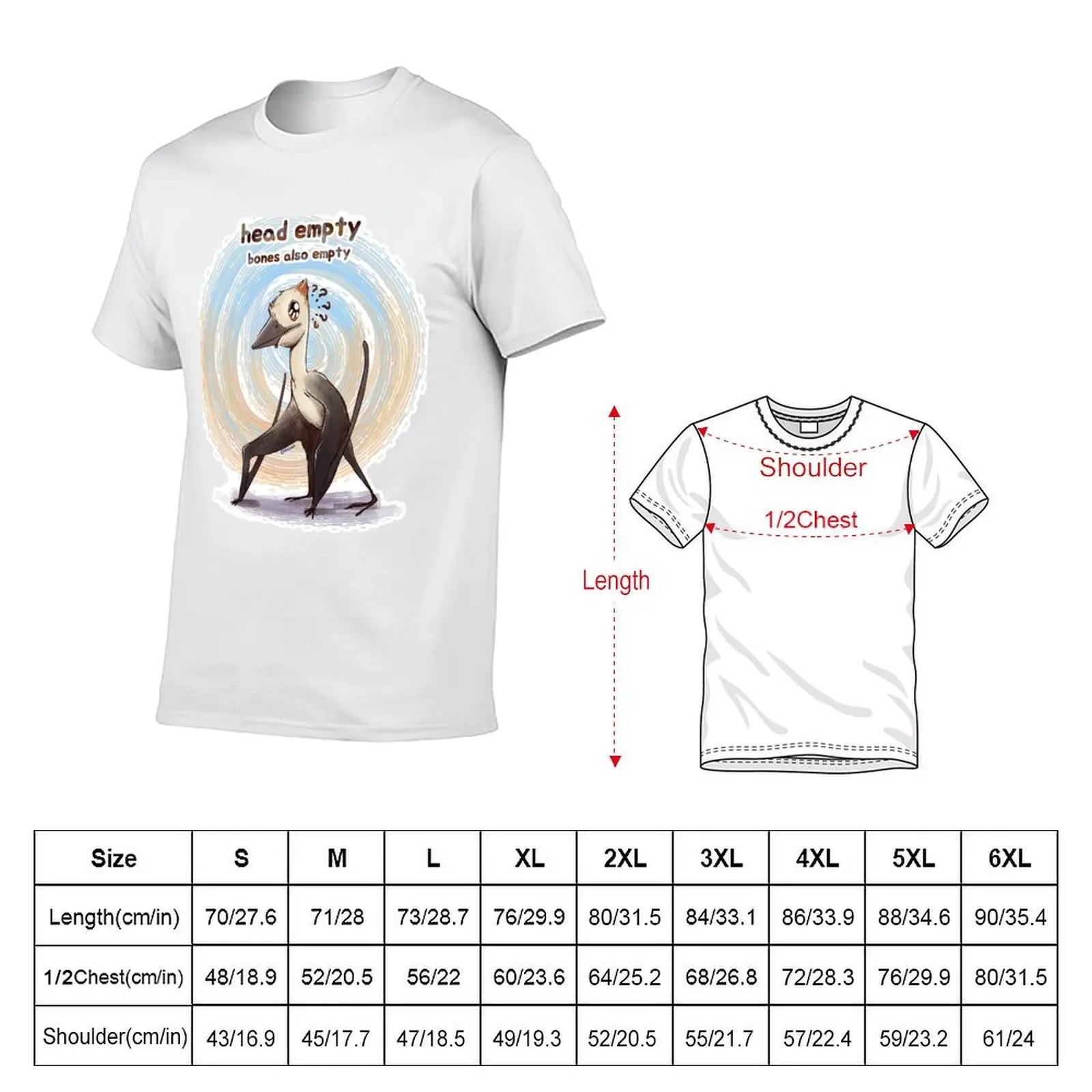 Cute Baby Pterosaur Head Empty Paleo Art Design (Sticker/Magnet/Mug/Notebook/Shirt) T-Shirt Fashion Pattern Printed Tee Shirt