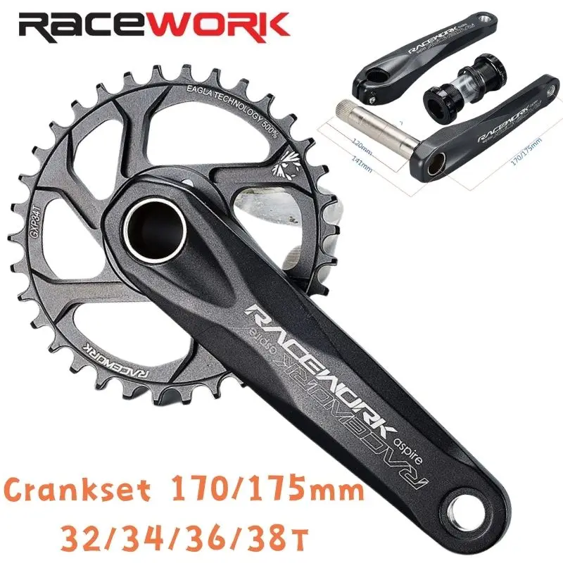 RACEWORK Crankset Set forSRAM forGXP for 170/175mm   Mountain Bike Chainring32/34/36/38T Narrow Wide MTB Bicycle Crank Parts