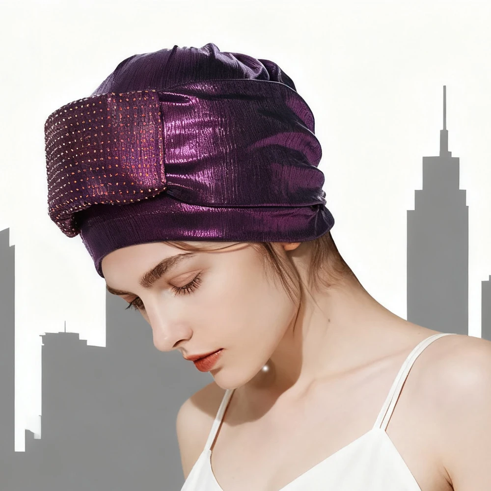 

Новый тюрбан из губки со стразами для женщин, мусульманский хиджаб, африканская повязка на голову, авто геле, головные уборы, мусульманский хиджаб, капот, платок, шляпа