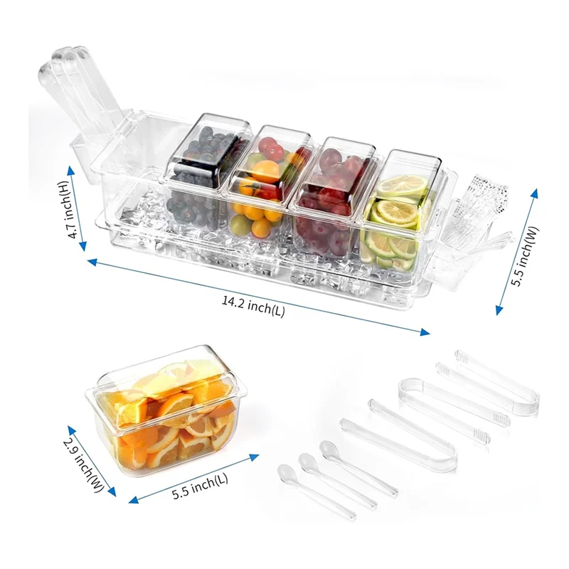 ABHB-Divided Serving Tray With Lid Chilled Serving Tray Chilled Condiment Server With Lid