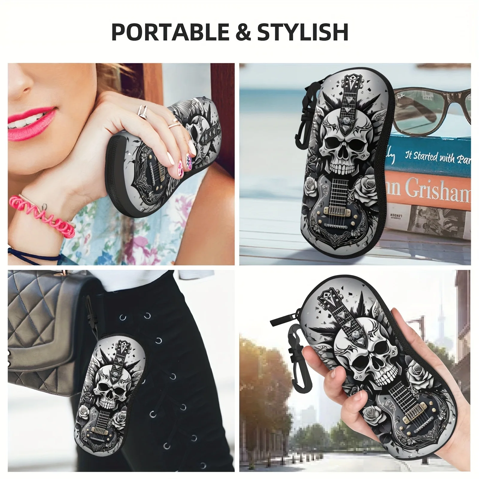 Brillenetui mit Totenkopf-Aufdruck, perfektes Geschenk für Frauen zu Weihnachten oder Alltag – Detail 5