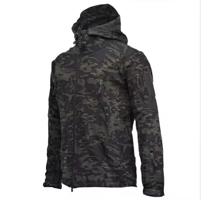 longchengyixi Military Shark Skin Soft Shell Jacket Men Black M 5