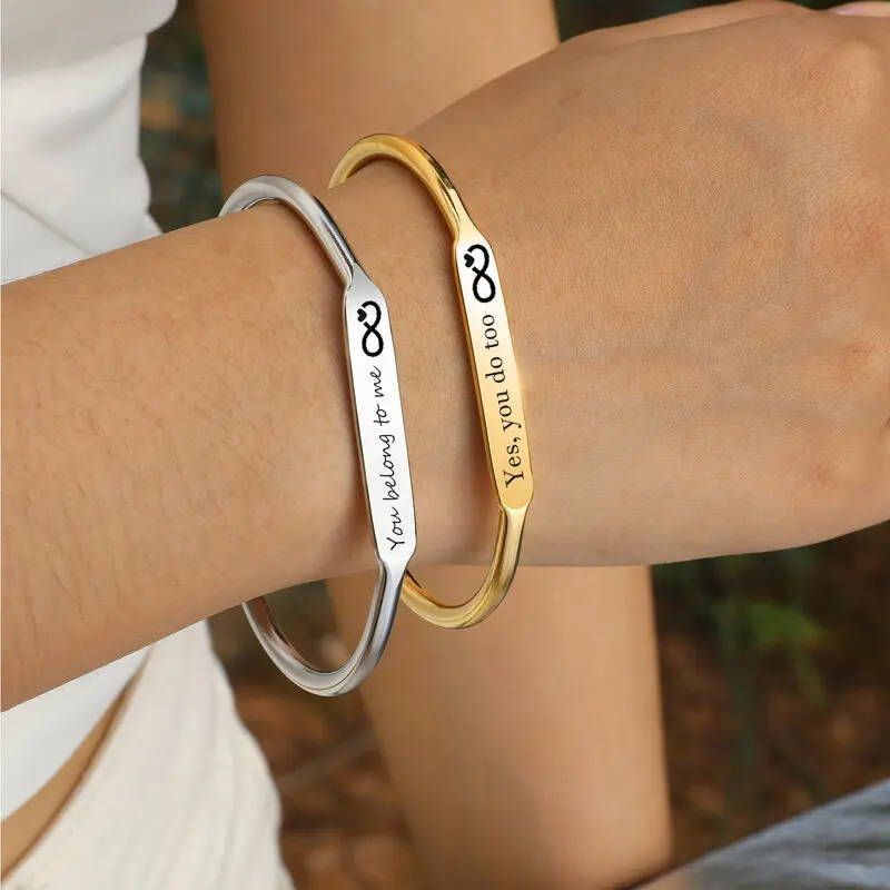 

Custom Laser Engraved Bangle DIY Name Letter Bracelet Couple Best Friend Gift