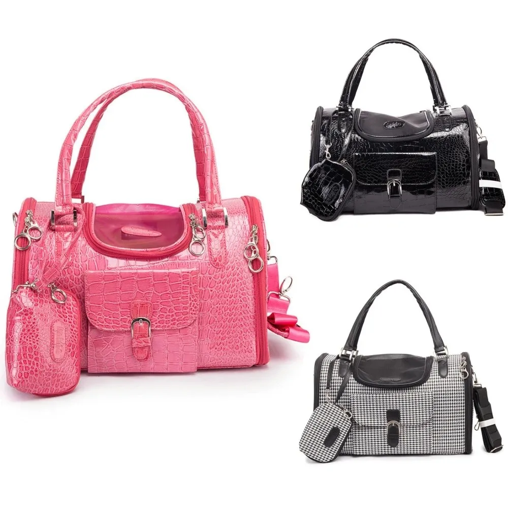 

New Pet Dog Carrier Handbag Shoulder Bag, Portable Outdoor Transport Bag Leather Travel Chihuahua Teddy PU Carrier for Small Dog