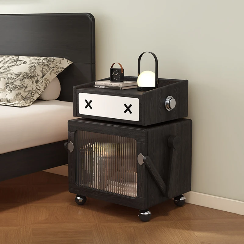 Robot Shaped Bedside Table,Solid Wood Nightstand,Creative Storage Cabinet,Living Room Side Table,Nordic Furniture,Storage Desk