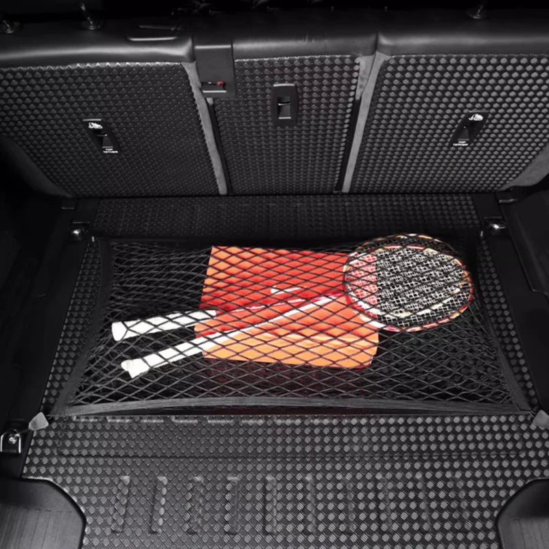 

For Land Rover Defender Double Layer Trunk Organizer Mesh Pocket High Stretch Trunk Item Organizer Bag Car Interior Accessories